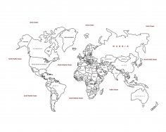 Laser Cut Blank World Map Free Vector cdr Download - 3axis.co