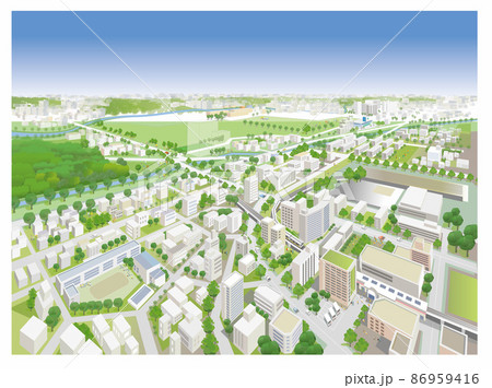 楽しい街並みと暮らしの風景。人々が明るく暮らせる建物と街づくり。 86959416