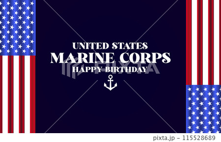 Stylish Marine Corps Happy Birthday Text With Usa Flag Design 115528689