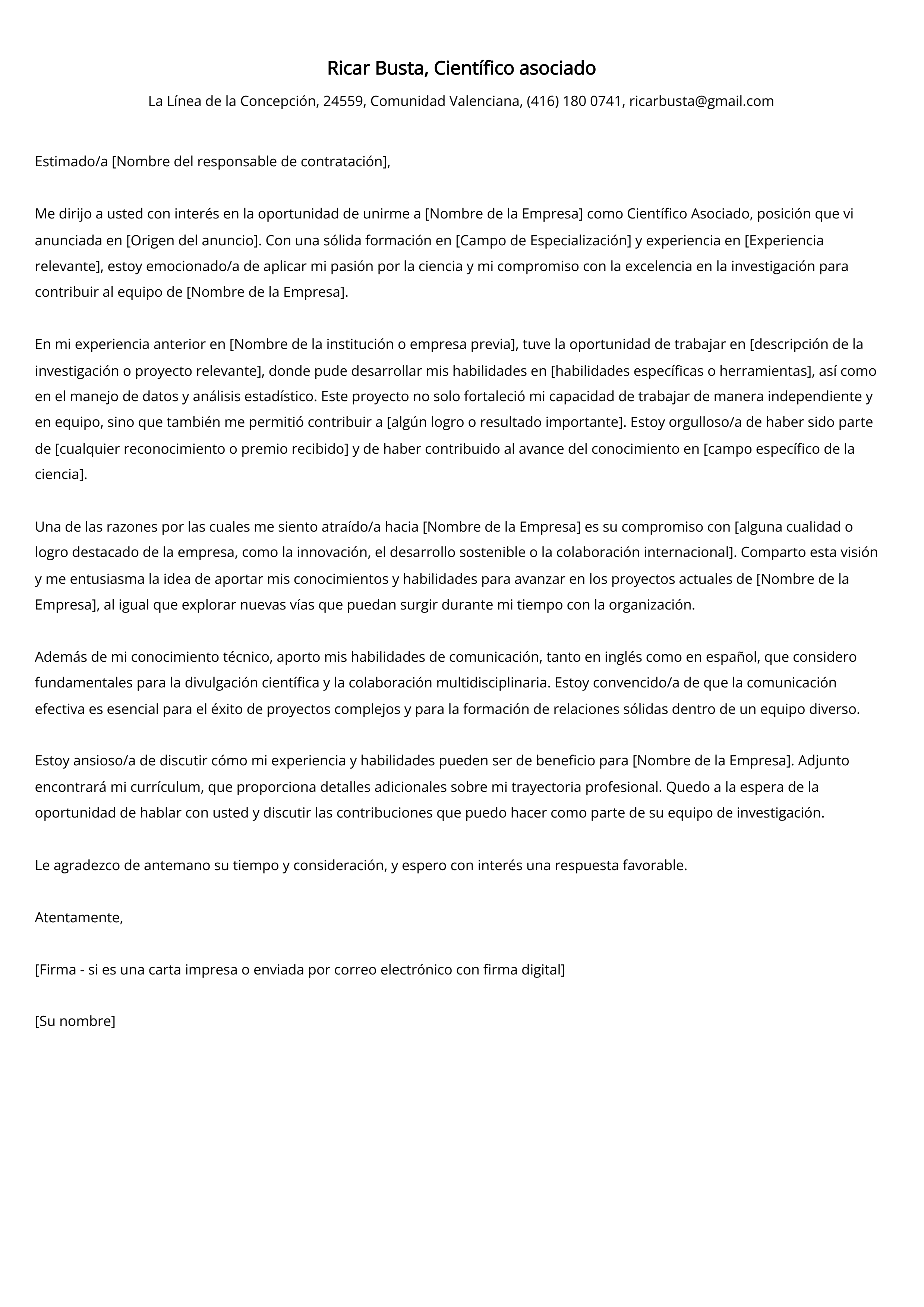 Crear carta de presentación